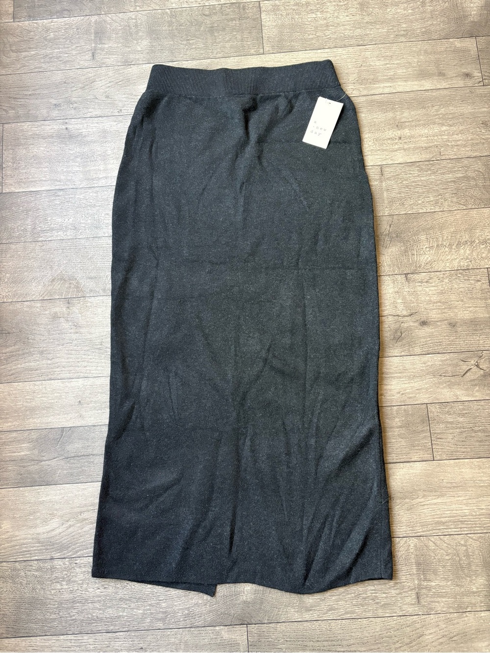 Dark Grey Midi Knit Pencil Skirt